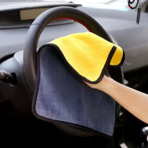 Khăn Lau Xe Ô Tô Vàng Xám Đa Năng Cao Cấp 30x30cm Loại Một, Thấm Hút Tốt, Không Ra Lông, Sợi Mềm Lau Sạch Bụi Bẩn Tối Đa 