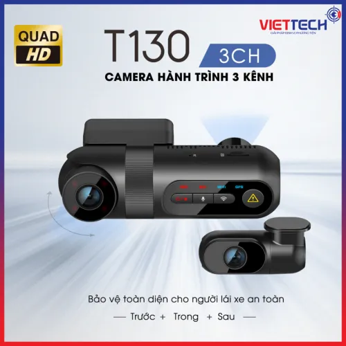 Camera Hành Trình Ô Tô VIOFO T130 3CH Ghi Hình 3 Mắt, 2K FULL HD