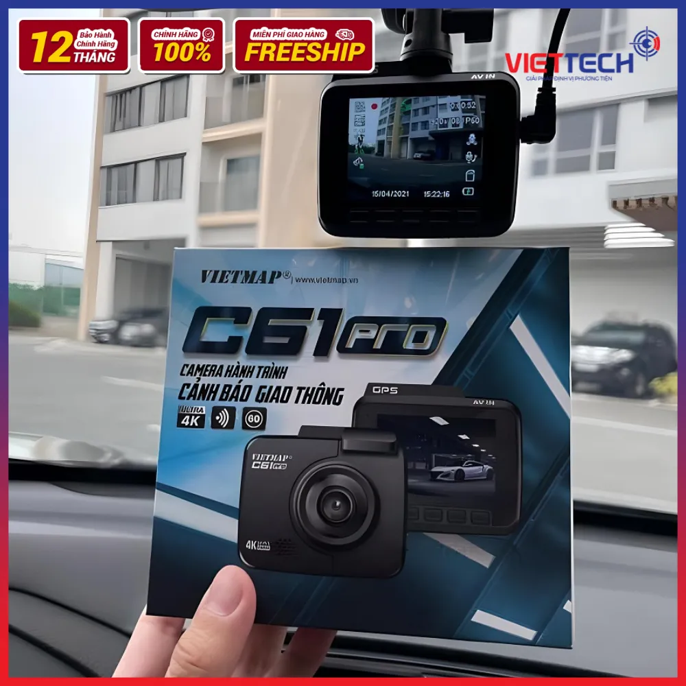 Camera hành trình Vietmap C61 Pro Video Nét 4k Báo Tốc Độ Wifi