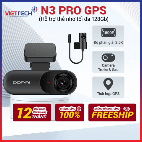 Camera Hành Trình DDPai N3 Dual GPS Độ Phân Giải 2,5K Rất Sắc Nét