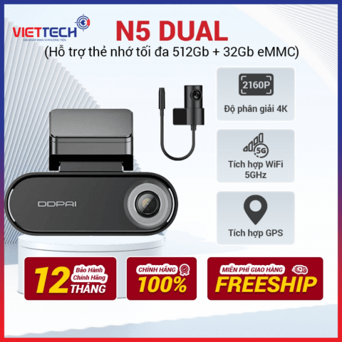 Camera Hành Trình Ô Tô DDPAI N5 Dual Độ Phân Giải 4K Ghi Vận Tốc Cực Nét