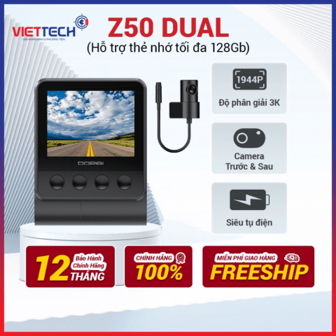 Camera hành trình ô tô DDPAI Z50 DUAL GPS ghi hình 4K