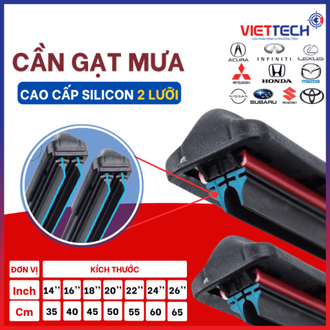 Gạt Mưa Ô Tô Lưỡi Kép Silicon Cao Cấp Gạt Sạch Kính Lái Nhanh