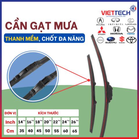 Gạt Mưa Silicon Thanh Mềm Nano Có Chốt Gắn Đa Năng, Hiệu Suất Gạt Khỏe, Dùng Cho Ô Tô 4-5-7 Chỗ