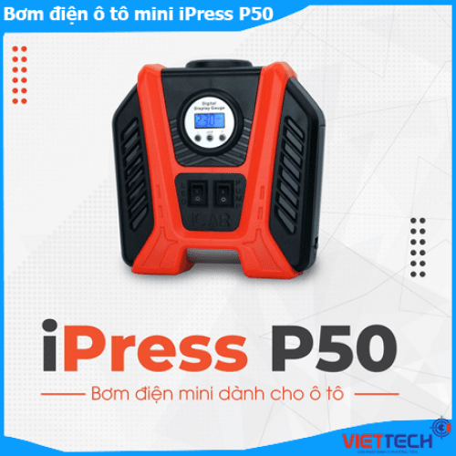Bơm điện mini iPress P50 hãng Icar dành cho tô tô, tự động ngắt hơi