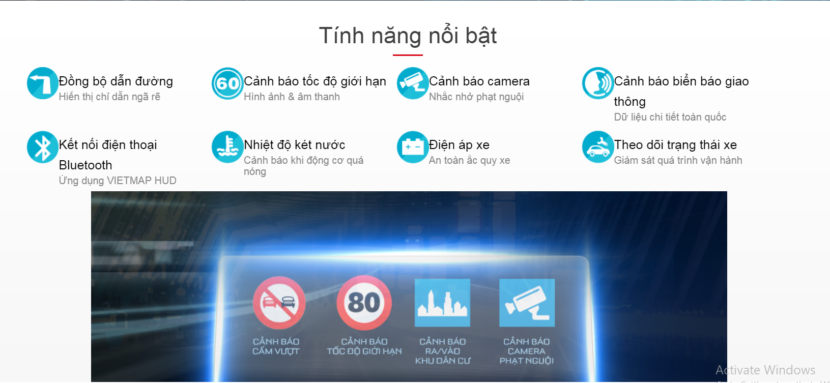 Thiet Bi HUD Vietmap H1N Bao Toc Do Gioi Han Chi Duong Camera Giao Thong